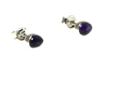AMETHYST pear shaped Sterling Silver Gemstone Earrings / Studs 925