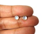 MOONSTONE Round Sterling Silver Gemstone STUD / Earrings 925 - 5 mm