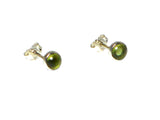 Round Green PERIDOT Sterling Silver 925 Stud Earrings - 5 mm