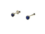 Round Blue LAPIS LAZULI Sterling Silver Stud Earrings 925 - 4 mm