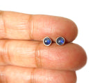 Round Blue KYANITE Sterling Silver 925 Stud Earrings - 4 mm