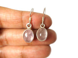 Pink Oval ROSE QUARTZ Sterling Silver 925 Gemstone Earrings
