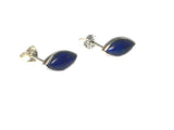 Blue LAPIS LAZULI Marquise Sterling Silver Stud Earrings 925 - 5 x 10 mm