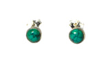 Small Round Shaped Blue Green TURQUOISE Sterling Silver 925 Gemstone Stud Earrings - 4 mm