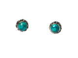 Round Shaped Blue/Green TURQUOISE Sterling Silver 925 Gemstone Stud Earrings - 5 mm