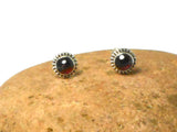 Round Red GARNET Sterling Silver Stud Earrings - 5 mm