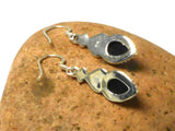 Teardrop shaped BLACK ONYX Sterling Silver Earrings 925