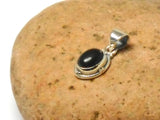 Small Oval Shaped Black ONYX Sterling Silver 925 Gemstone Pendant