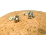 Round Shaped Mandala Sterling Silver Stud Earrings 925 - 8 mm