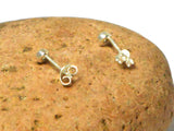 Small Round MOONSTONE Sterling Silver Gemstone Stud Earrings 925 - 3 mm