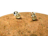 Small Round Green PREHNITE Sterling Silver 925 Gemstone Stud Earrings - 4 mm