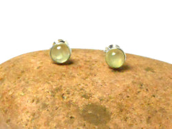 Round Green PREHNITE Sterling Silver 925 Gemstone Stud Earrings - 5 mm