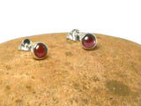 Round Red GARNET Sterling Silver 925 Stud Earrings - 5 mm