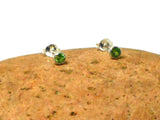 Small Round Grade 'A' Tsavorite (Green Garnet) Sterling Silver 925 Gemstone Stud Earrings - 3 mm