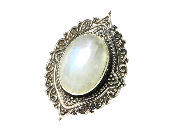 Large Oval Moonstone Sterling Silver 925 Gemstone Ring