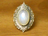 Large Oval Moonstone Sterling Silver 925 Gemstone Ring