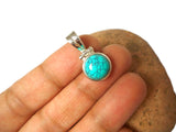 Blue Round TURQUOISE Sterling Silver 925 Gemstone Pendant