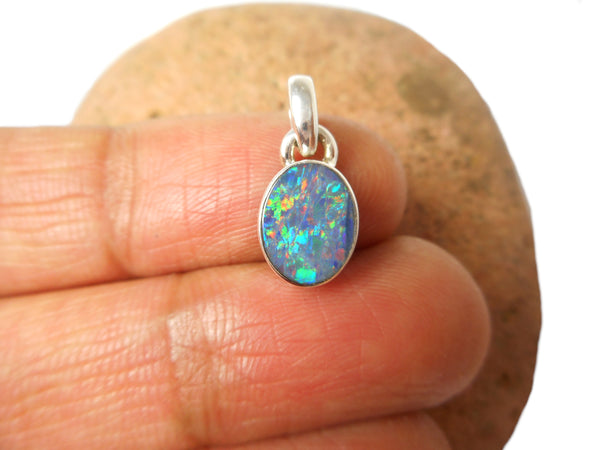 Fiery Oval Australian OPAL Sterling Silver 925 Gemstone Pendant 