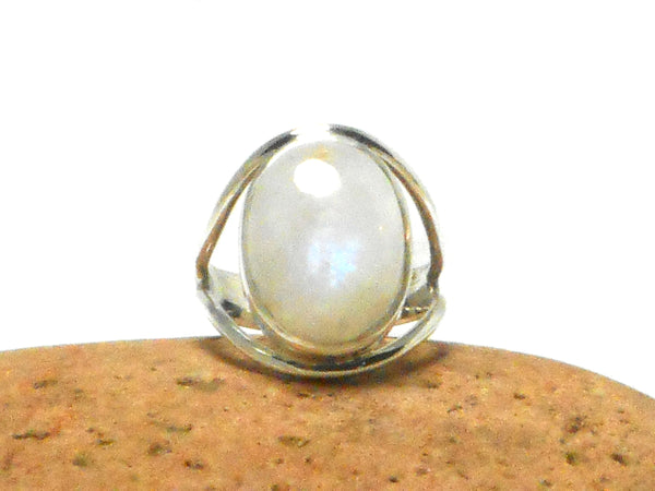 Oval Moonstone Sterling Silver 925 Gemstone Statement Ring 