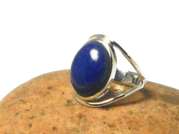 Blue Oval LAPIS LAZULI Sterling Silver Gemstone Statement Ring 925