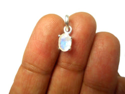 Small Oval MOONSTONE Sterling Silver 925 Gemstone Pendant Necklace