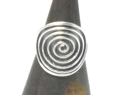Handmade Adjustable 925 Sterling Silver Spiral Ring - Size S 