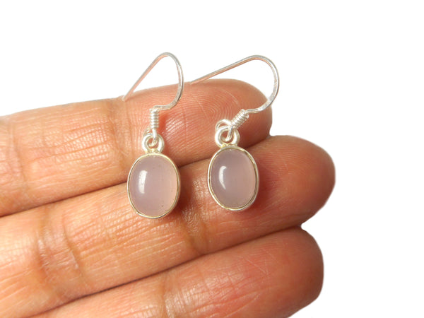 Oval ROSE QUARTZ Sterling Silver 925 Gemstone Earrings