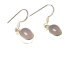 Oval ROSE QUARTZ Sterling Silver 925 Gemstone Earrings - (RQER2903181)