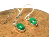Green Oval MALACHITE Sterling Silver 925 Gemstone Earrings