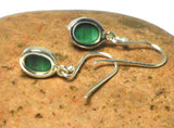 Green Oval MALACHITE Sterling Silver 925 Gemstone Drop Dangle Earrings