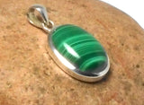 Green Oval Malachite Sterling Silver 925 Gemstone Pendant