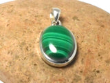 Green Oval Malachite Sterling Silver 925 Gemstone Pendant