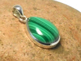 Green Teardrop Malachite Sterling Silver 925 Gemstone Pendant