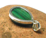 Green Teardrop Malachite Sterling Silver 925 Gemstone Pendant