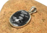 Oval Snowflake Obsidian Sterling Silver 925 Gemstone Pendant