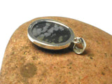 Oval Snowflake Obsidian Sterling Silver 925 Gemstone Pendant