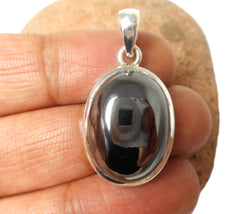 Haematite Sterling Silver 925 Oval Gemstone Pendant Necklace