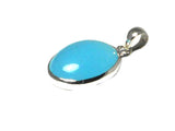 Blue Oval Chalcedony Sterling Silver 925 Gemstone Pendant