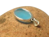 Blue Oval Chalcedony Sterling Silver 925 Gemstone Pendant