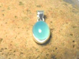 Oval Blue CHALCEDONY Sterling Silver 925 Gemstone Pendant