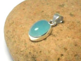 Oval Blue CHALCEDONY Sterling Silver 925 Gemstone Pendant