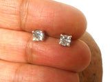 Small AQUAMARINE Sterling Silver Round Gemstone Stud Earrings 925 - 4 mm