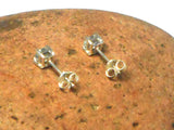 Small AQUAMARINE Sterling Silver Round Gemstone Stud Earrings 925 - 4 mm
