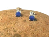 Blue Women's Round SAPPHIRE Sterling Silver Stud Earrings 925 - 5 mm