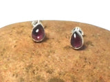 Red GARNET Teardrop Sterling Silver Stud Earrings - 5 x 7 mm