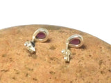 Red GARNET Teardrop Sterling Silver Stud Earrings - 5 x 7 mm