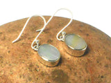 White Oval Mother of Pearl Sterling Silver 925 Gemstone Drop dangle Earrings