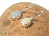 White Oval Mother of Pearl Sterling Silver 925 Gemstone Drop dangle Earrings