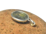 Green Oval PREHNITE Sterling Silver 925 Gemstone Pendant
