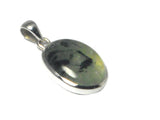 Green Oval PREHNITE Sterling Silver 925 Gemstone Pendant